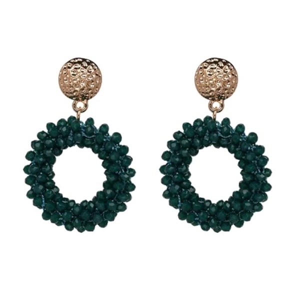 Handmade green crystal beaded earrings (2 options) - Picture 1 of 4